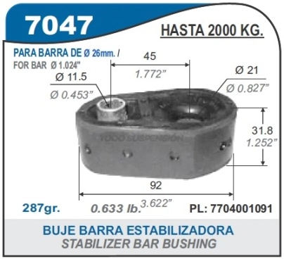 RT BUJE BARRA ESTAB.TRAFIC (B/ESTAB.26MM DIAM)