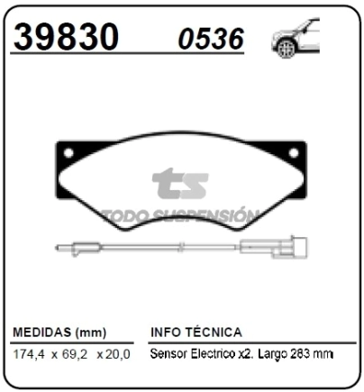 VR PAST. FRENO DEL. IVECO DAILY 59-12 - 99/... C/SENSOR NUEVO