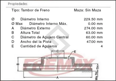CH CAMP. FRENO TRAS. SPIN 1.8 12/...