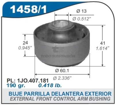 VW BUJE PARRILLA DEL.EXT. GOLF - 99/... - DIAM. INT. 13MM
