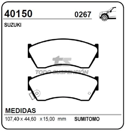 IM PAST. FRENO DEL. SUZUKI ALTO EF 1000 CM3 - CAPUCCINO-SWIFT AMERICANO