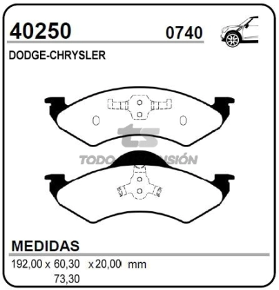 IM PAST. FRENO DEL. DODGE-CHRYSLER DAKOTA - DURANGO 00/02