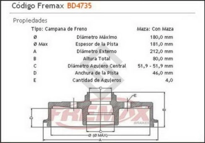 PG CAMP. FRENO TRAS. P.106 93/... / P.206 99/... / AX GTI - 91/... CON MAZA