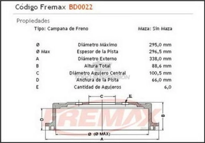 IM CAMP. FRENO TRAS. NISSAN FRONTIER / X-TERRA 4X4 / SUZUKI GRAND VITARA - 02/... CON MAZA