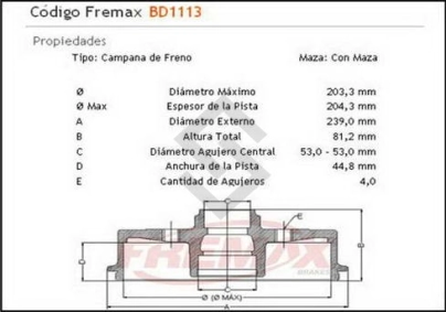 FD CAMP. FRENO TRAS. FOCUS 00/... CON MAZA