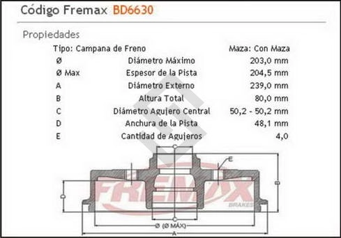 FD CAMP. FRENO TRAS. ESCORT / ORION 92/... / POINTER - 93/97 CON MAZA