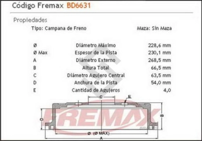 FD CAMP. FRENO TRAS. COURIER / MONDEO - 97/...