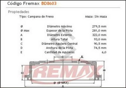 CH CAMP. FRENO TRAS. S-10 / BLAZER 95/97 / D-20 85/92 / GRAND BLAZER 97/99