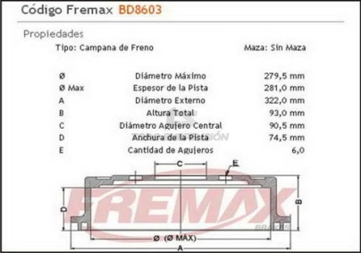 CH CAMP. FRENO TRAS. S-10 / BLAZER 95/97 / D-20 85/92 / GRAND BLAZER 97/99