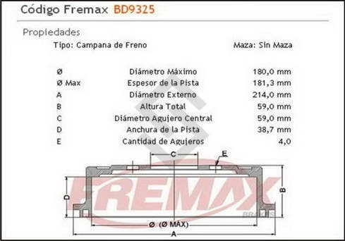 FT CAMP. FRENO TRAS. TEMPRA / TIPO - 89/... / PUNTO 07/...