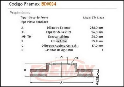 IM DISCO FRENO DEL. (V) KIA BESTA GS - 98/...