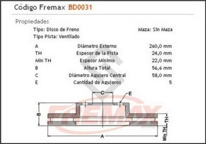 IM DISCO FRENO DEL. (V) SUBARU FORESTER (USA) / LEGACY / IMPREZA .../96