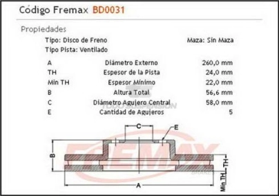 IM DISCO FRENO DEL. (V) SUBARU FORESTER (USA) / LEGACY / IMPREZA .../96