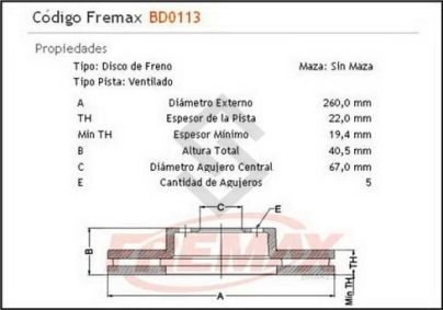 IM DISCO FRENO DEL. (V) M.BENZ CLASE A 160 97/... / 190 99/...