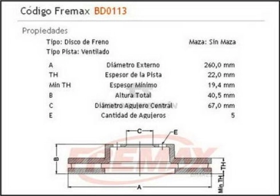 IM DISCO FRENO DEL. (V) M.BENZ CLASE A 160 97/... / 190 99/...