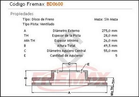 IM DISCO FRENO DEL. (V) TOYOTA AVENSIS 1.8I 16V / 2.0I 16V / STATION WAGON - 00/...