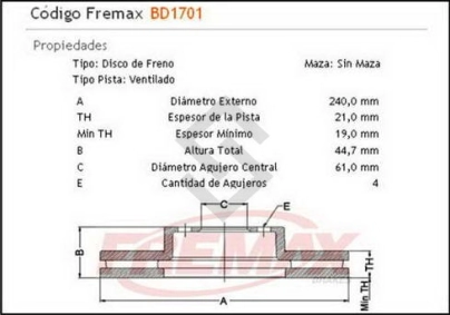 IM DISCO FRENO DEL. (V) HONDA CIVIC 1.3/1.5I/1.6I - COUPE - CRX DX - HATCHBACK 91/...