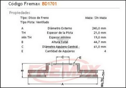 IM DISCO FRENO DEL. (V) HONDA CIVIC 1.3/1.5I/1.6I - COUPE - CRX DX - HATCHBACK 91/...
