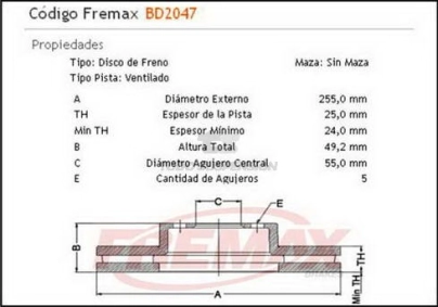 IM DISCO FRENO DEL. (V) TOYOTA CARINA E - 92/...
