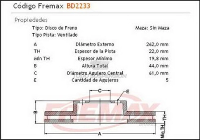 RT DISCO FRENO DEL. (V) LAGUNA / SAFRANE (5 AGUJEROS) - 92/...