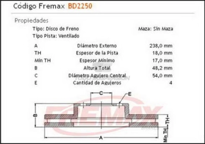 IM DISCO FRENO DEL. (V) TOYOTA COROLLA - 92/...