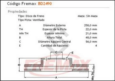 IM DISCO FRENO DEL. (V) TOYOTA COROLLA - 89/92