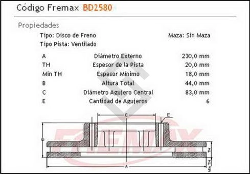 FD DISCO FRENO DEL. (V) PAMPA 82/...