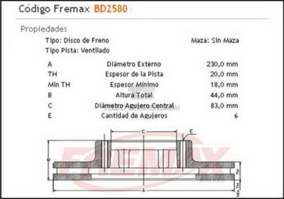 FD DISCO FRENO DEL. (V) PAMPA 82/...