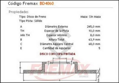 VW DISCO FRENO TRAS. (S) PASSAT IV 96/... / AUDI A6 94/...