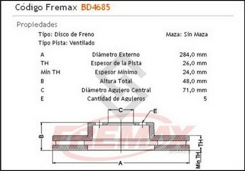 PG DISCO FRENO DEL. (V) P.607 - 01/... / P. 407 1.6 16 V HDIF / 2.0 16V HDI 05/...