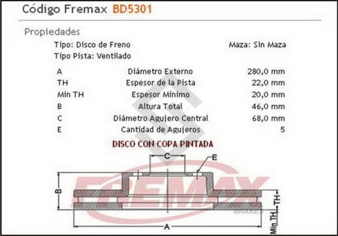 VW DISCO FRENO DEL. (V) AUDI A3 1.8 20V QUATTRO 96/00 / A4 97/... / PASSAT IV 96/...