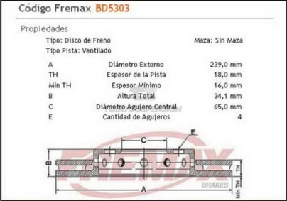 VW DISCO FRENO DEL. (V) POLO CLASSIC (IMPORTADO) 95/...