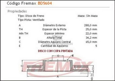 VR DISCO FRENO DEL.  (V) AUDI A3 / S3 / GOLF IV / BORA / SEAT LEON / TOLEDO