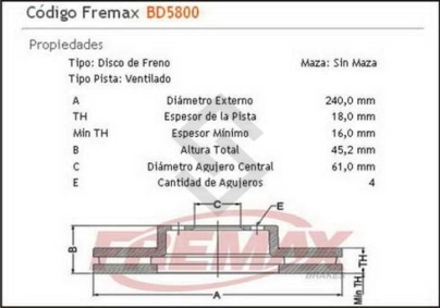 IM DISCO FRENO DEL. (V) NISSAN SENTRA 91/...