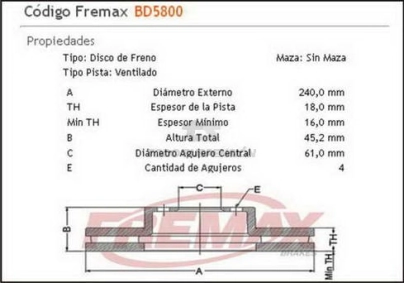 IM DISCO FRENO DEL. (V) NISSAN SENTRA 91/...