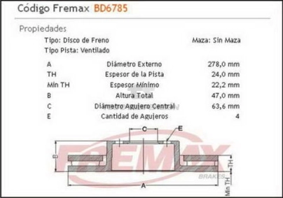 FD DISCO FRENO DEL. (V) MONDEO - 94/...