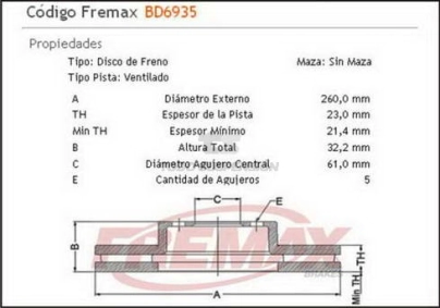 IM DISCO FRENO DEL. (V) SEBRING CONVERTIBLE ROD. 16 96/01 / STRATUS ROD. 14 - 95/...