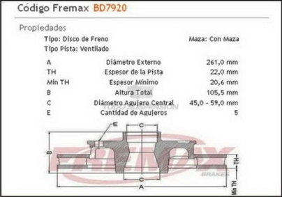 FD DISCO FRENO DEL. (V) EXPLORER .../95 / RANGER 150 CON MAZA Y TORNILLOS (USA) 95/...