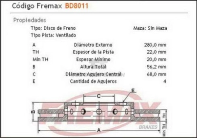 IM DISCO FRENO DEL. (V) AUDI 80 - 91/... / COUPE 2.0E 97/...