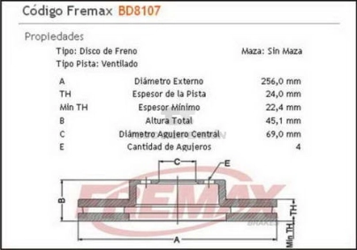 IM DISCO FRENO DEL. (V) MITSUBISHI GALANT 89/93 / SPACE RUNNER / WAGON / VOLVO S40 / V40 96/97