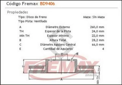 PG DISCO FRENO DEL. (V) P.406 NAFTA 96/...