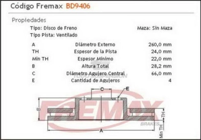 PG DISCO FRENO DEL. (V) P.406 NAFTA 96/...