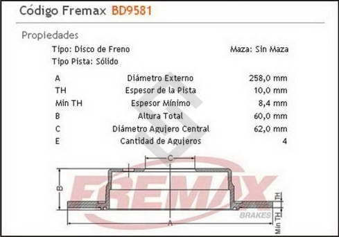 IM DISCO FRENO TRAS. (S) BMW SERIE 300 - 82/91