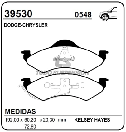IM PAST. FRENO DEL. DODGE DAKOTA 98/99 / DURANGO 98/99