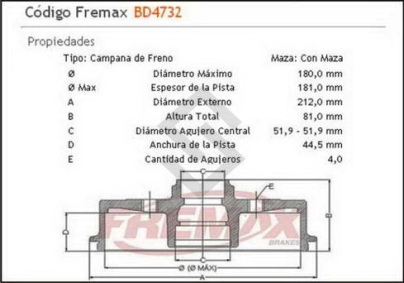 VR CAMP. FRENO TRAS. P.306 93/... / XSARA 98/... / ZX 91/... CON MAZA