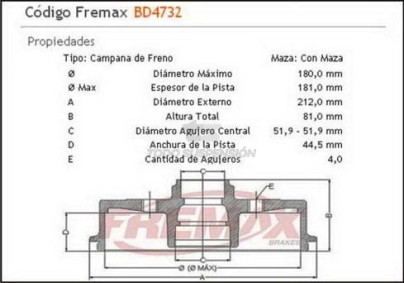 VR CAMP. FRENO TRAS. P.306 93/... / XSARA 98/... / ZX 91/... CON MAZA