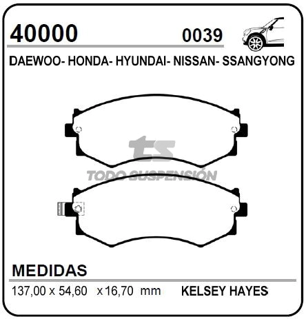 VR PAST. FRENO DEL. PRELUDE / NISSAN / DAEWO ESPERO 90/94