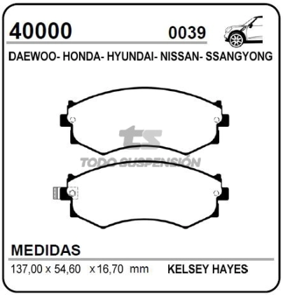 VR PAST. FRENO DEL. PRELUDE / NISSAN / DAEWO ESPERO 90/94
