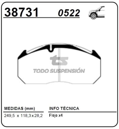 IM PAST. FRENO DEL. IVECO DUMPER F2 AD - SIN CABLE