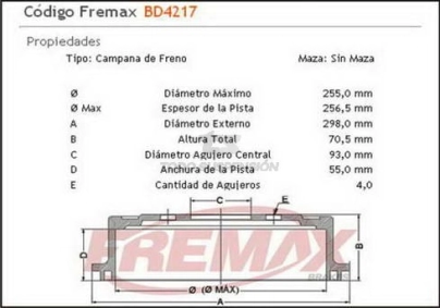 PG CAMP. FRENO TRAS. P.504 / P.505 - 82/...